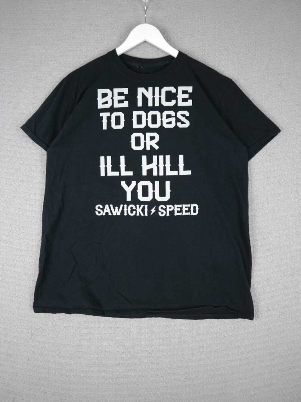 Be Nice To Dogs Humour Tee - No Brand Mens XL Black Text